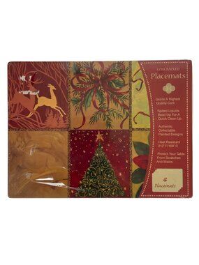 Cork Backed Christmas Placemats Set Of 4 With Heat Resistance By Benson Mills
